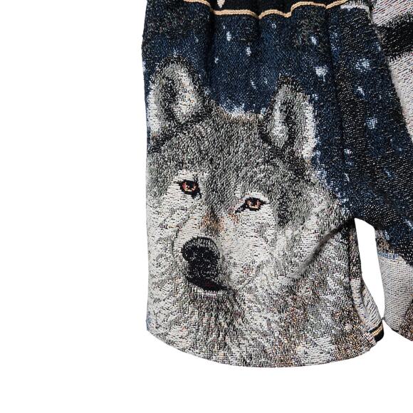 Wolf Print Tapestry Knit‎ Shorts L Unisex Loungewear, Art Knit, Statement Piece - Picture 6 of 9